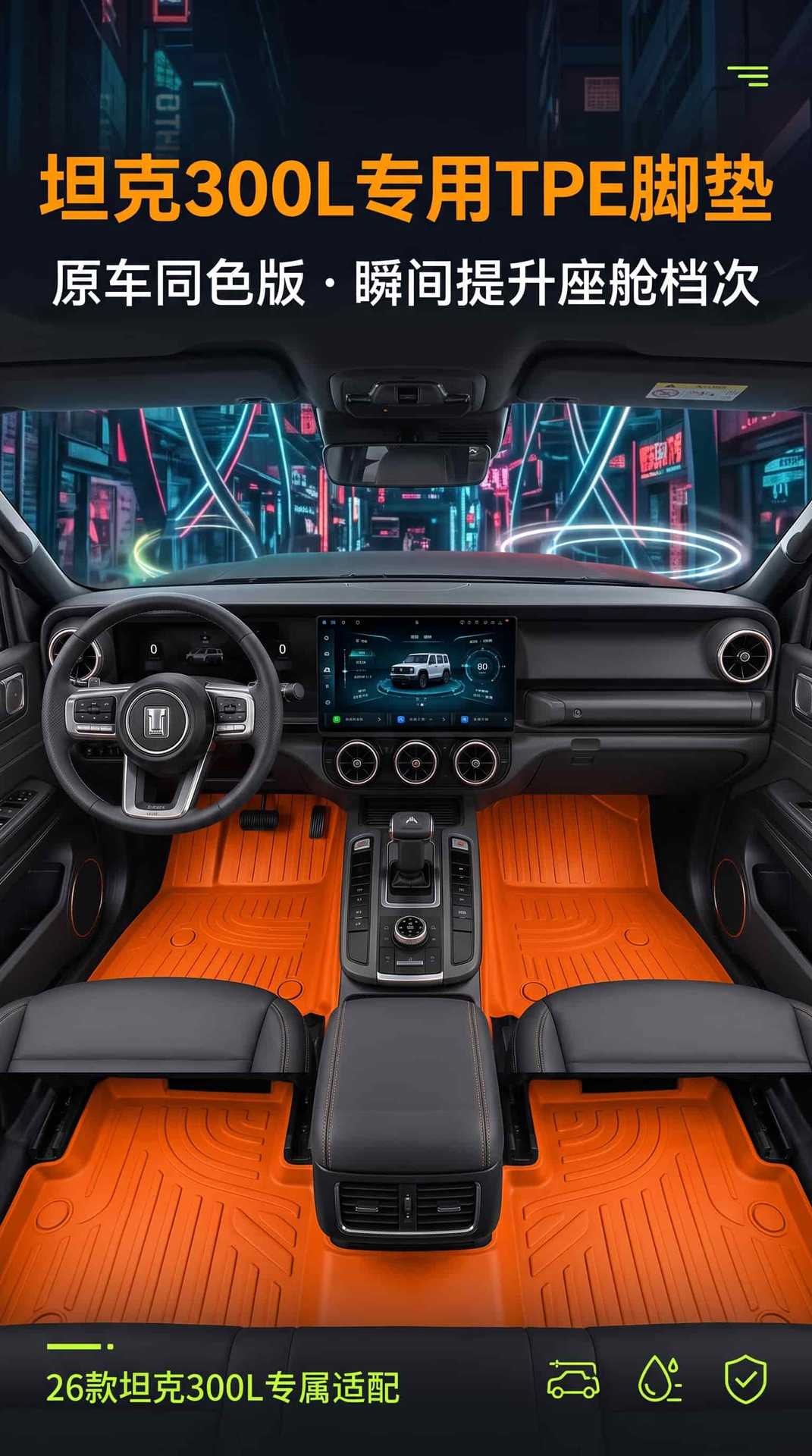 26 types of TPE floor mats for Tank 300L, waterproof, dustproof, eco-friendly material, car interior accessories, TPE floor mats