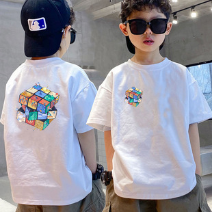 Boys' Summer T-shirt Short-sleeved 2023 New Fashionable Medium and Large Children's Breathable Thin All-match Loose Half-sleeved Top