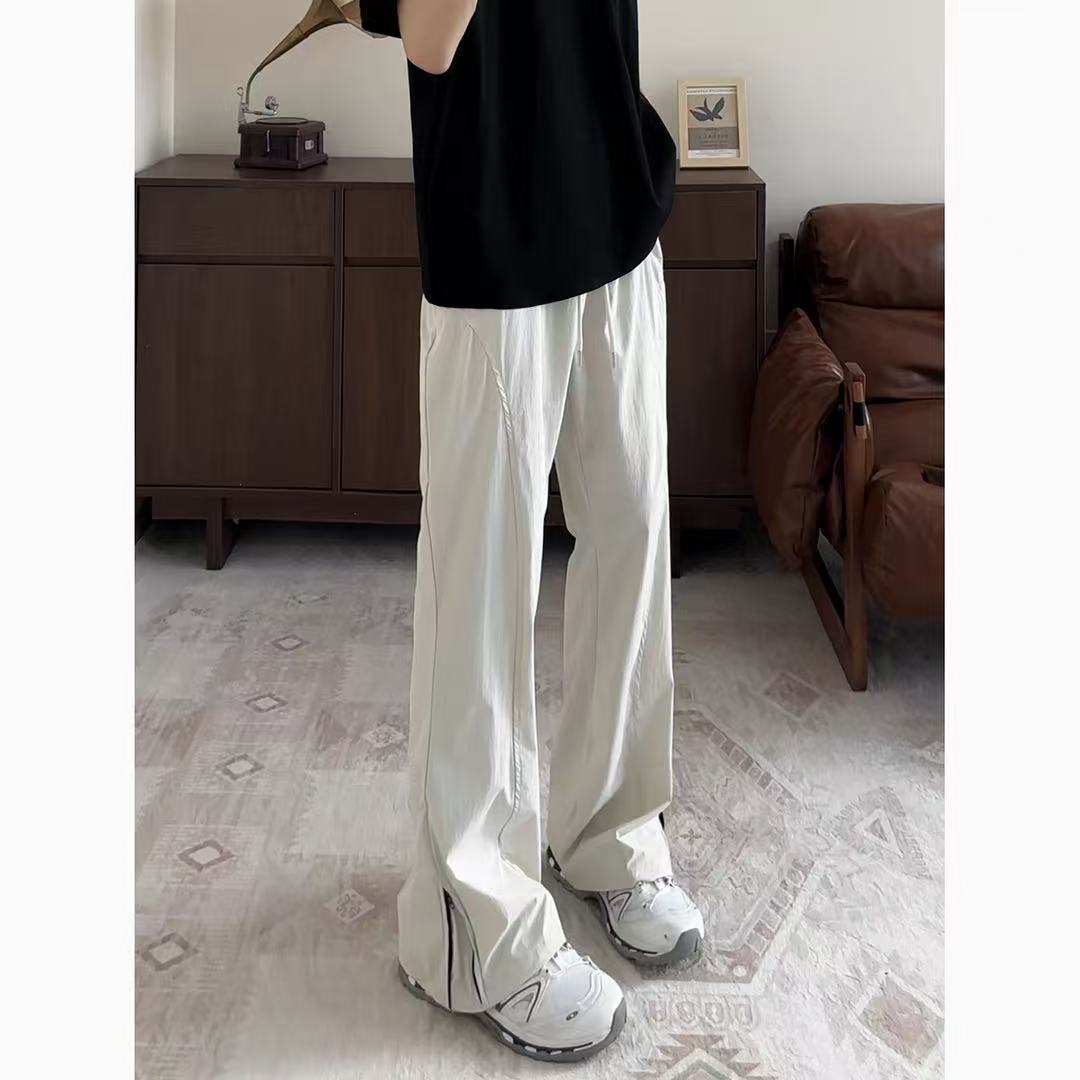 夏季美式速干轻薄透气拉链弯刀裤休闲裤长裤男简约显瘦运动百搭