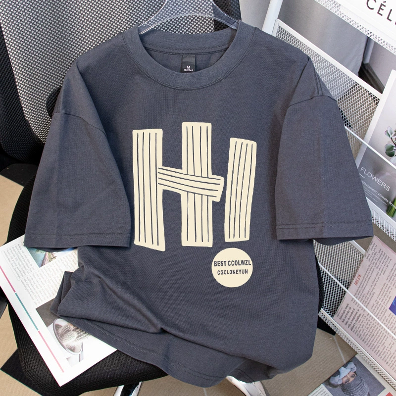 Летние новые мальчики и девочки с той же модой и дико красивы, простые свободные хлопчатобумажные футболки с короткими рукавами