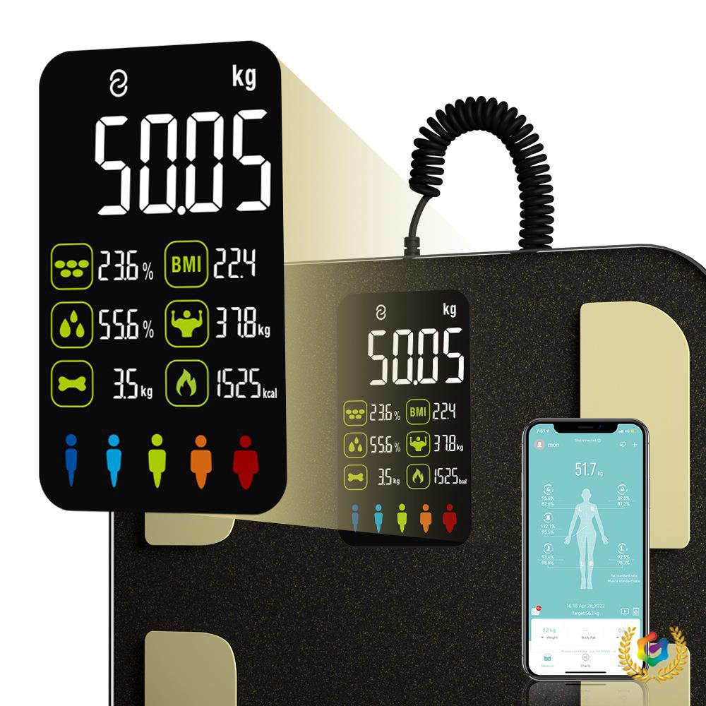 ✅ Cross-Border Eight-Electrode Body Fat Scale, Smart Fitness Exercise Weight Scale, App Fat Measurement, Bluetooth Body Fat Scale