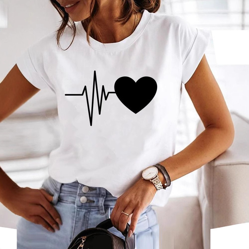 Love's Style Trend Cute 90S Short-Sleeve Printed T-Shirt Clothing T-Shirt Women's Pattern T-Shirt Summer Fashion