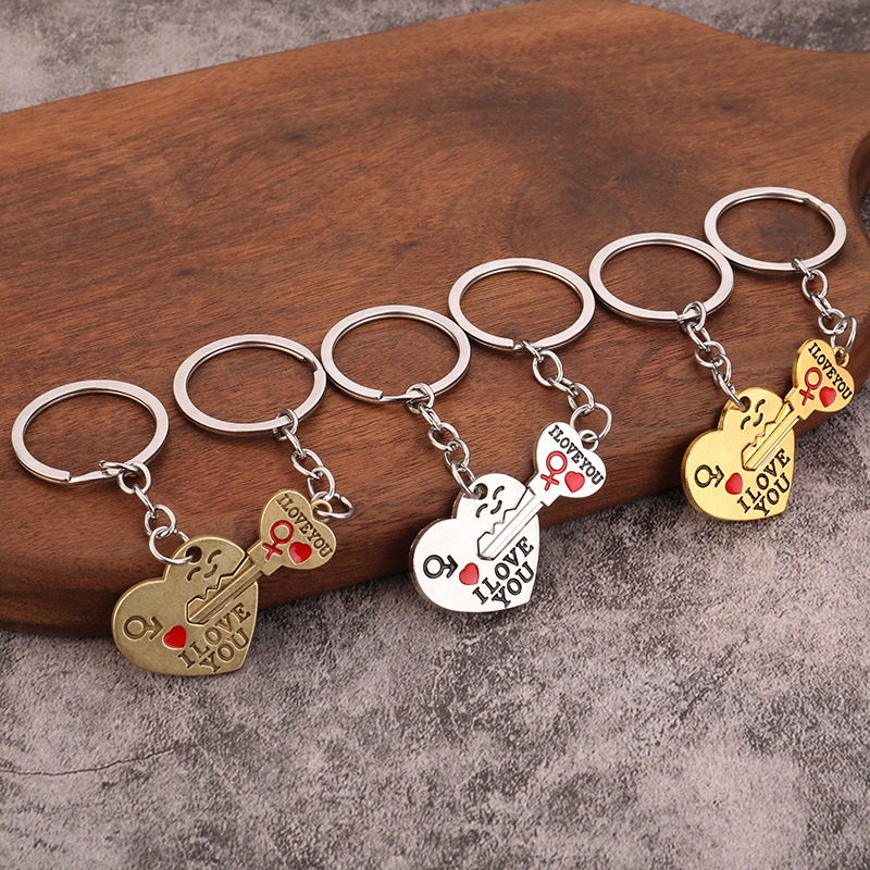 Simple Style Letter Heart Shape Zinc Alloy Valentine's Day Couple Keychain display picture 1