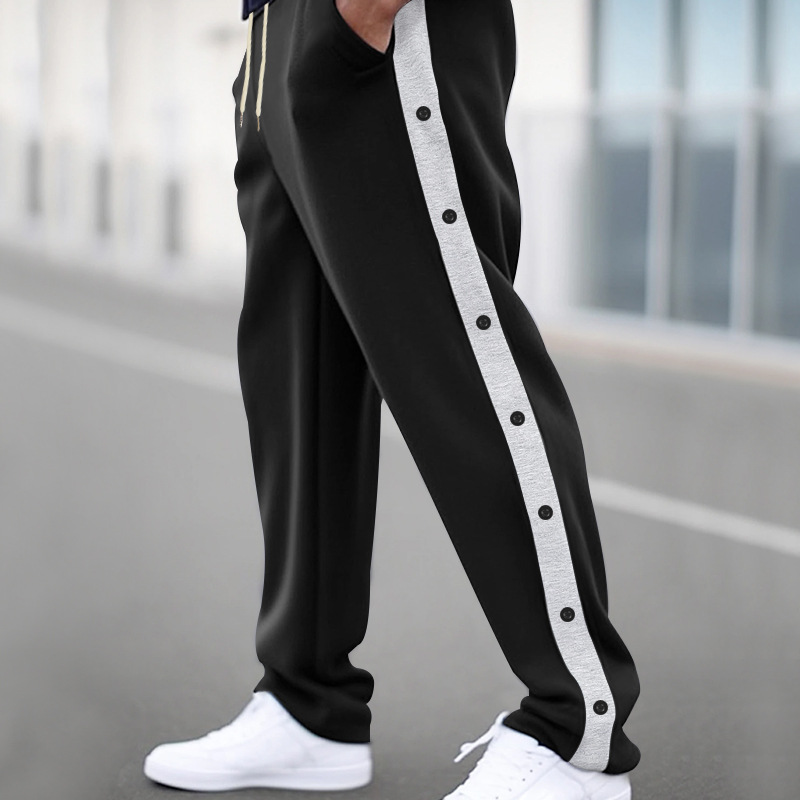 Men's clothing heavyweight casual sports men's autumn loose patchwork oversize straight wide leg large size trousers_voghion.com