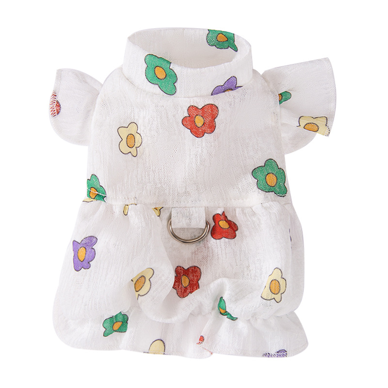 Primavera y verano perros delgados transpirables lindos vestidos de flores gatos falda princesa pet Teddy ropa de perro