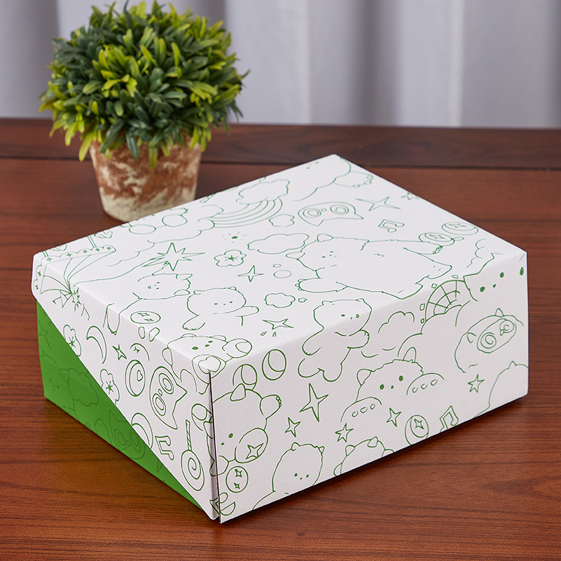 Caja de zapatos para niños, caja de papel, tapa abatible, dibujos animados, bebé, niño, comercio electrónico, protección del medio ambiente, papel kraft, caja de zapatos, caja de embalaje, logotipo al por mayor