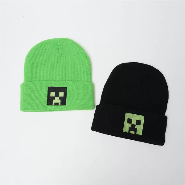 Minecraft Game Embroidered Knitted Hat Autumn and Winter Warm Woolen Pullover Hat for Men and Women Christmas Baotou Hat