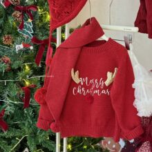 ��С��25�����¿�Ůͯ¹��ë������Χ����֯��ͷʥ����ɫ����װ