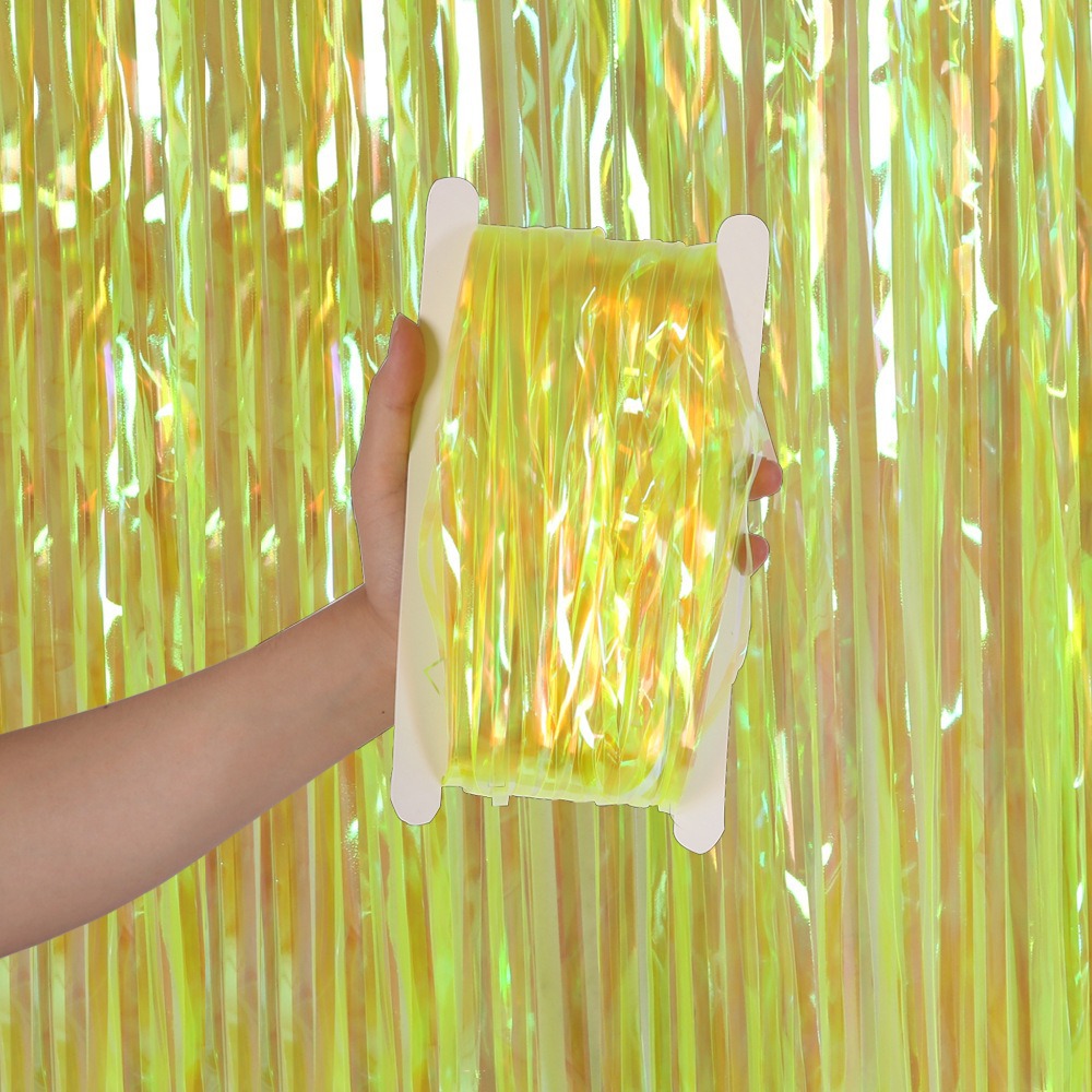 Decoración de la fiesta de cumpleaños Color mágico Candy Color Color Barras de colores Rain Silk Cortina de fondo Arreglo de siete colores transparente Rain Silk