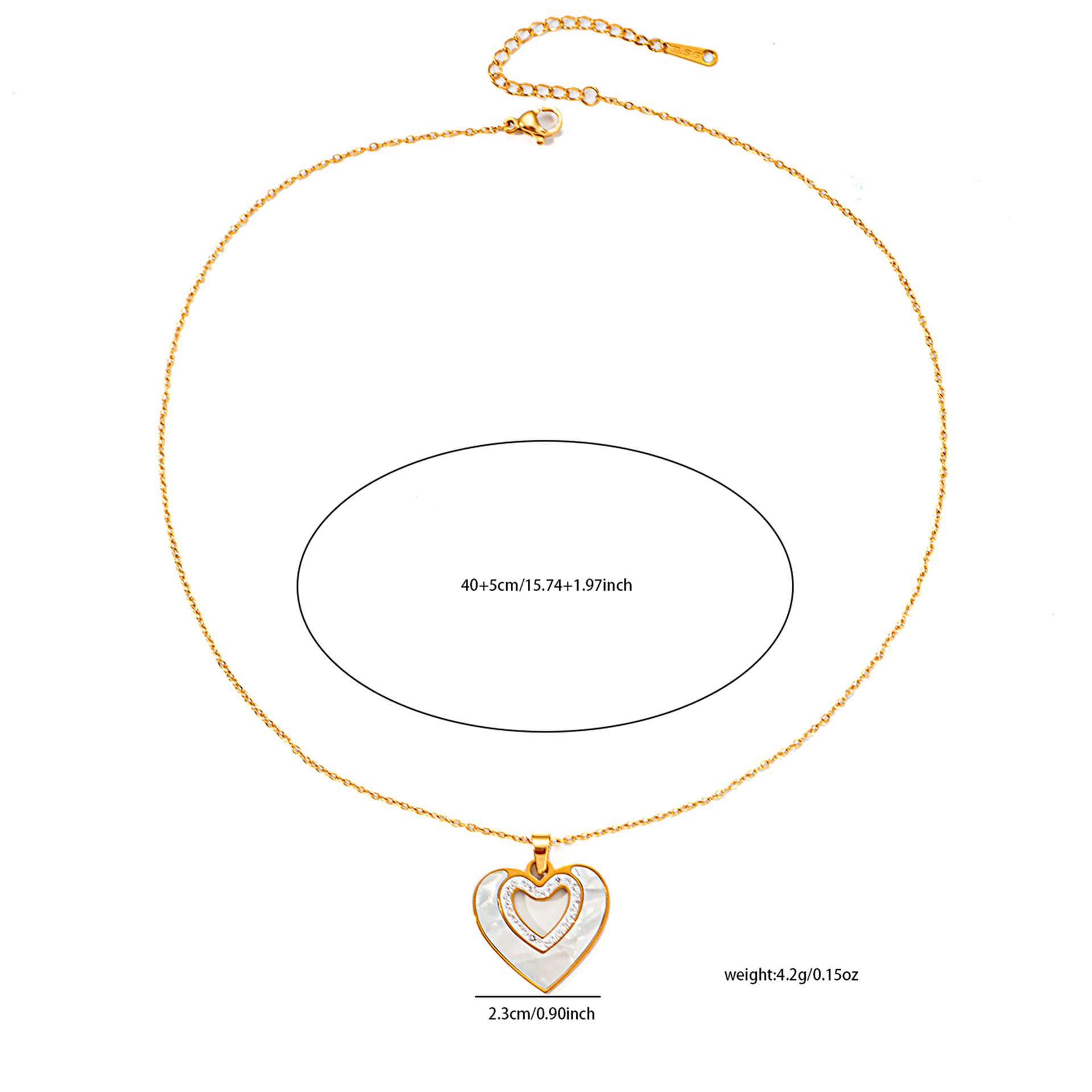 8g Weight 0.03µm Gold Plating Thickness Electroplated Gold Plating Process Golden Plated Plating Material Zircon Inlay Material Jewelry Set Classification cable chain Chain Type 1 Set Quantity Casual Occasion 201 Stainless Steel Material Heart Shape Pattern Women's Gender Basic Style Plating Craft Wholesale Jewelry Basic Heart Shape Titanium Steel Zircon Plating Jewelry Set 18