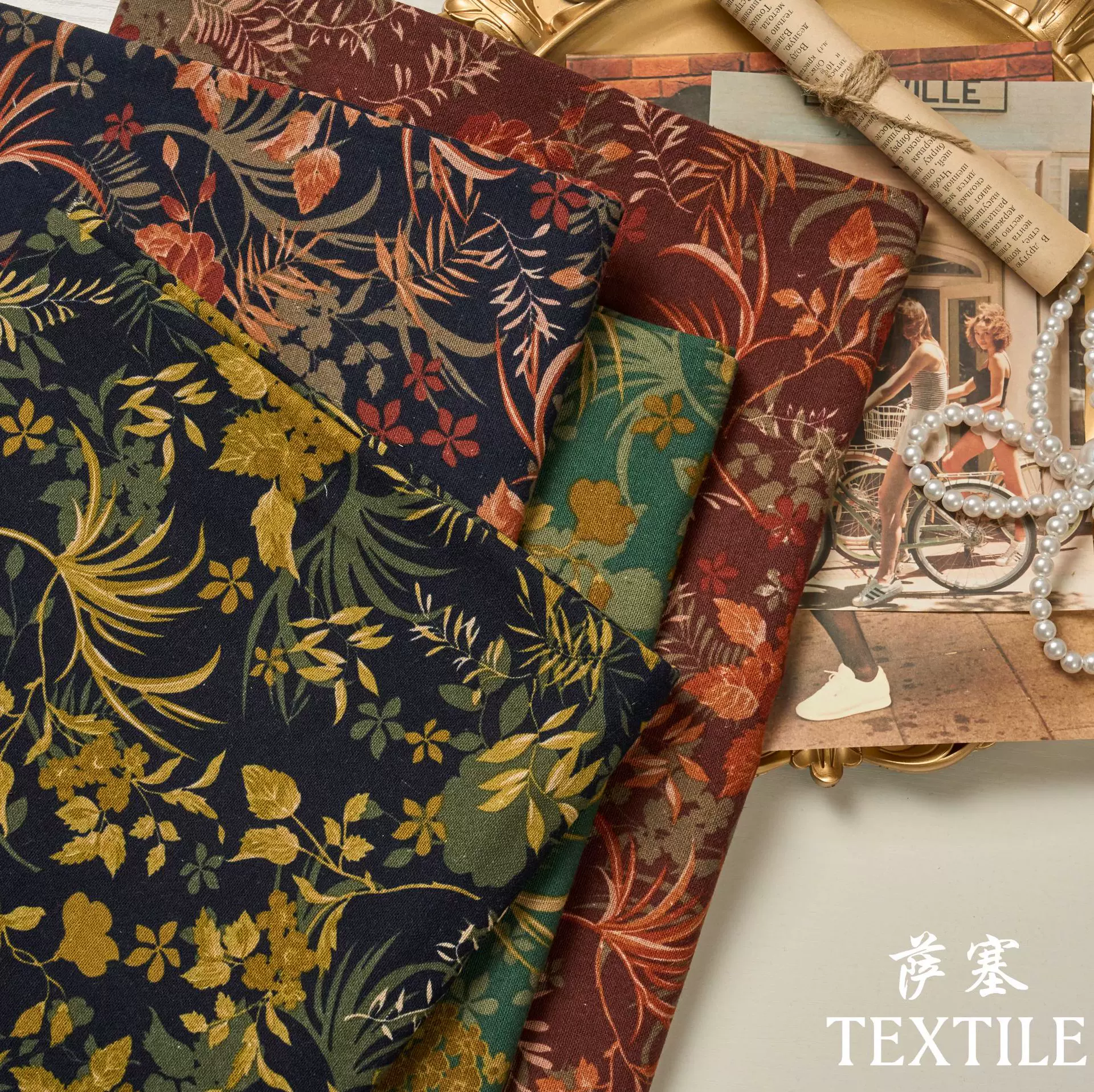 棉麻数码印花布料  碎花布料田园风布料碎花裙子连衣裙布