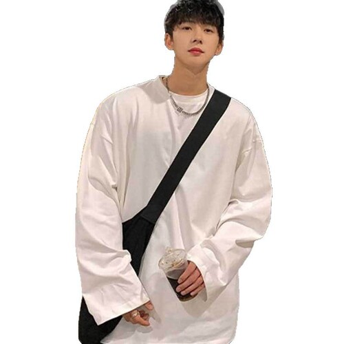 Men's Spring and Autumn Long Sleeve T-Shirt 2025 Trend Brand Ins Inner Layer Loose Casual Base Shirt Versatile Round Neck Top
