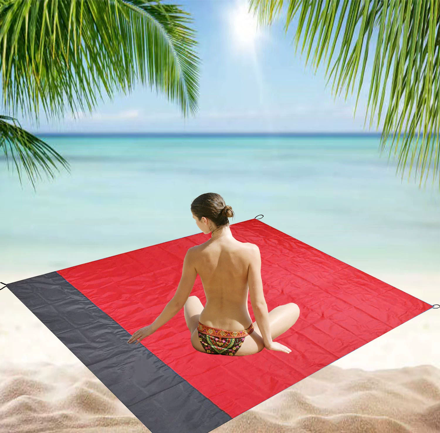 Outdoor Picnic Mat, Sandproof Waterproof Beach Pad 210×200 cm, Lightweight Foldable (0.31 kg)