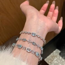 清澈盐湖海蓝多钻锆石手链女轻奢小众精致高级感网红气质手链礼物