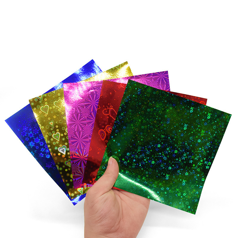 Handmade 15*15cm Laser Origami Kindergarten DIY Material Cranes Glitter Folding Paper