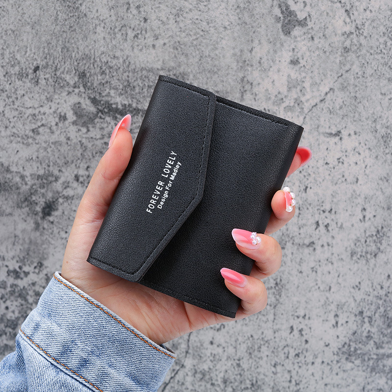 Factory Direct Sale 2021 Korean Version New Women's Short Wallet, Fashionable Wallet for Students, Buckle Coin Purse, Stylish and Versatile