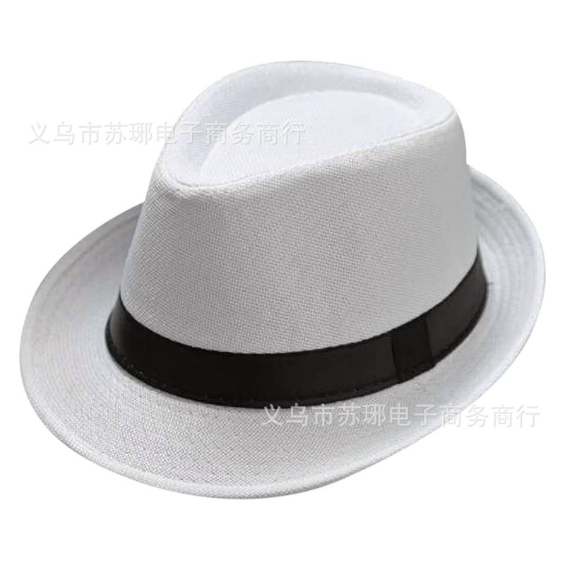 爵士帽英伦风亚麻纯色礼帽中男士女士卷边情侣款遮阳帽|undefined