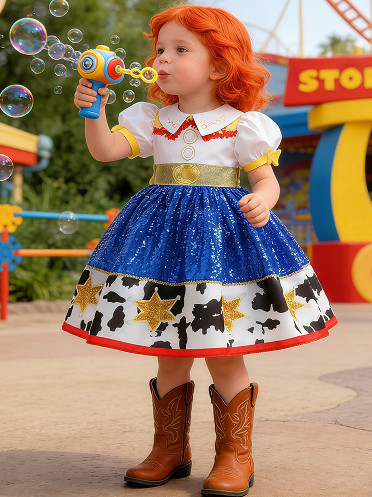 Nuevos productos de niñas vestidos de costura, juguetes, trise, vestidos de cosplay, vestidos de color contrastante para niños