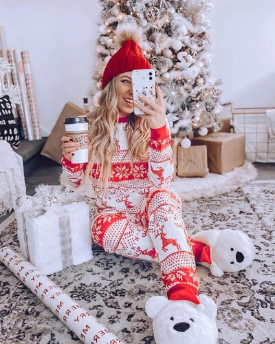  new Amazon European and American parent-child home wear Christmas pajamas ebay good autumn family suit