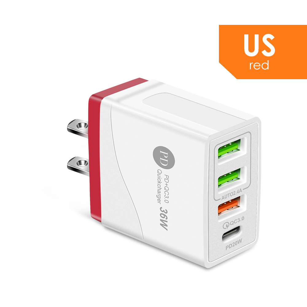 Caricabatterie PD36W 5V6.2A Adattatore di ricarica rapida QC-3.0 con testina standard britannica_voghion.com