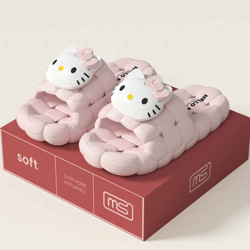 Hellokitty Official Collaboration Slippers, New Summer Model, Water-Draining Women's Bathroom Cute Cartoon Hollow-Out Sandals Hellokitty Official Collaboration Slippers, New Summer Model, Water-Draining Women's Bathroom Cute Cartoon Hollow-Out Sandals