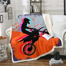 彩色摩托车法兰绒毛毯 午休毯空调沙发毯盖毯INS 加厚绒毯盖毯子