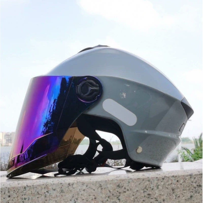 riding safety helmet, Motosiklet kaskı (dəbilqə) - dual-lens-design-in-gray-colored-long-lens-sunshade-sunglasses