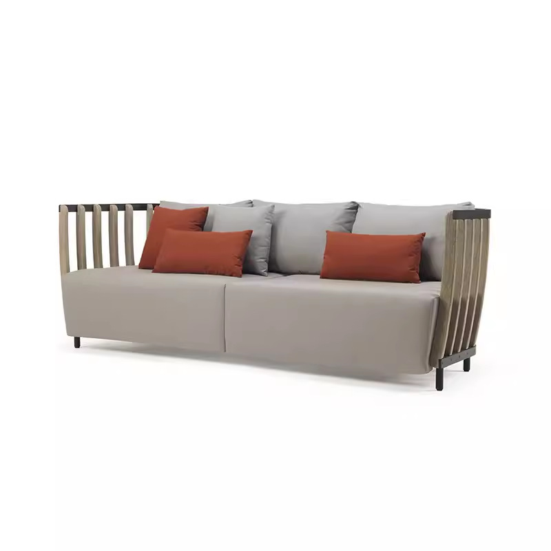 Sofá nórdico al aire libre de teca patio villa transfronteriza muebles al aire libre hotel jardín balcón combinación de sofá de madera maciza