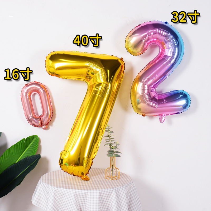 Tarjeta de papel digital de 40 pulgadas, embalaje independiente, película de aluminio, edición de tapa dura 0-9, decoración de fiesta grande, globos de papel de aluminio decorativos