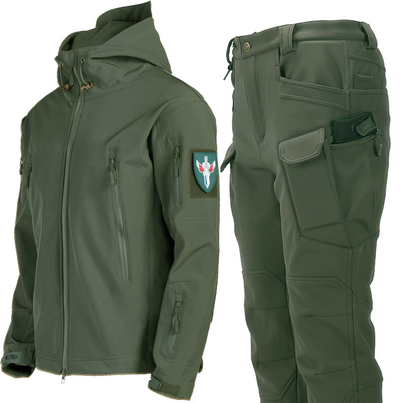 Shark Skin Soft Shell Jacket Men's Winter Velvet Warm Jacket Mountaineering Suit Waterproof Windproof Ski Suit Riding Suit Shark Skin Soft Shell Jacket Men's Winter Velvet Warm Jacket Mountaineering Suit Waterproof Windproof Ski Suit Riding Suit
