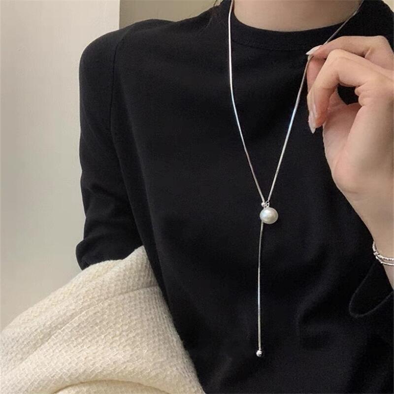 Small design long elegant universal sweater pearl