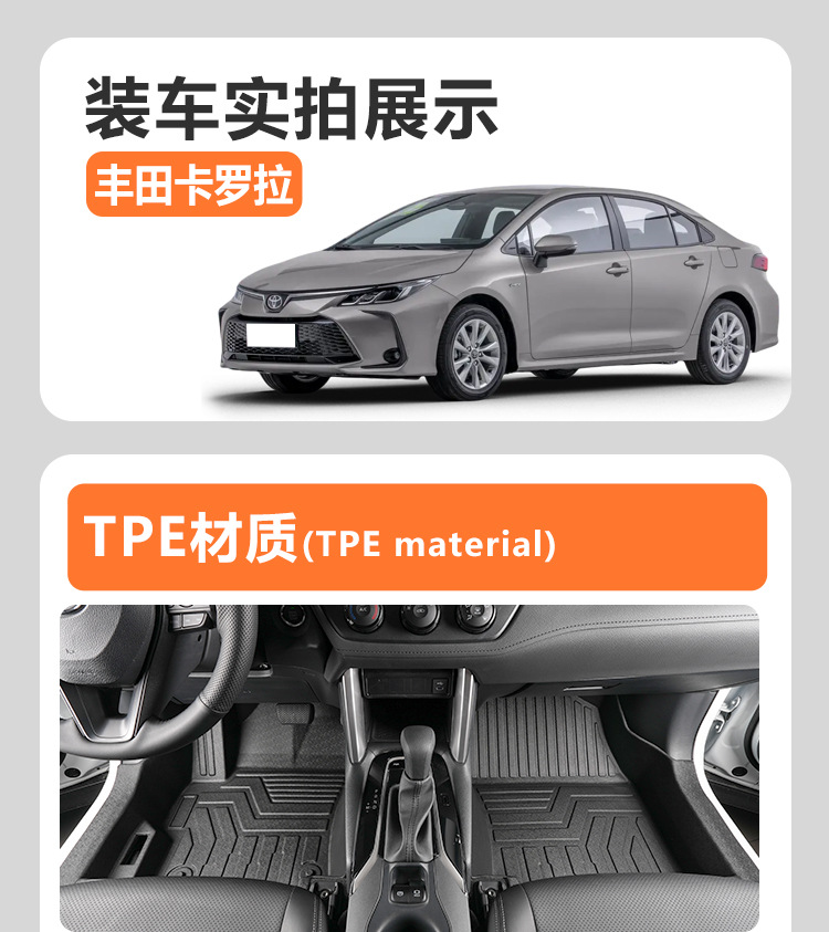 Suitable for Toyota Corolla models 14-26, full coverage interior modification accessories, waterproof TPE car floor mats