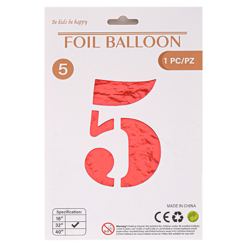 32 pulgadas Tarjeta de papel digital OPP globo de embalaje independiente fiesta de cumpleaños ambiente decorativo globo