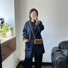 复古牛仔外套女2025新款天然植物染色7支纺织长袖中长款风衣021