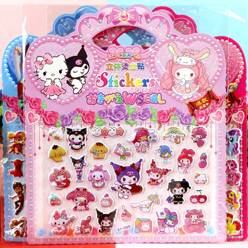 Детская мультипликационная наклейка Bubbu Kuromi Midy Do Wangwang Team Snow Bubble Трехлетняя наклейка с горячей штамповкой