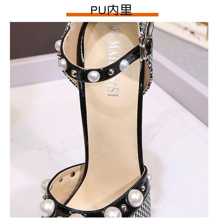 Giày cao gót nữ mũi nhọn phối màu họa tiết caro, gót nhọn siêu cao — Màu đen, Màu đỏ chi tiết 5