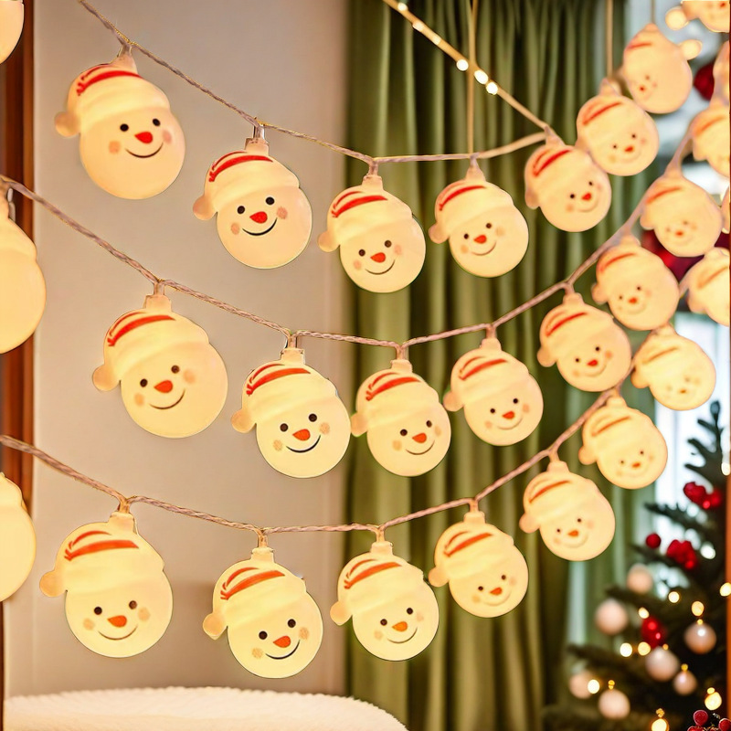 Linterna de cadena de luces de Navidad, muñeco de nieve, estrella, árbol de Navidad, habitación led, decoración de la escena del hogar, ambiente decorativo
