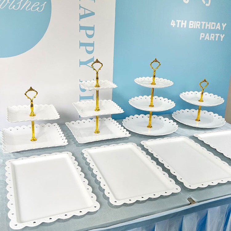 Cake Dessert Table Ornaments Snack Rack Display Fruit Tray Plastic Birthday Arrangement Shelf European Style Table Wedding