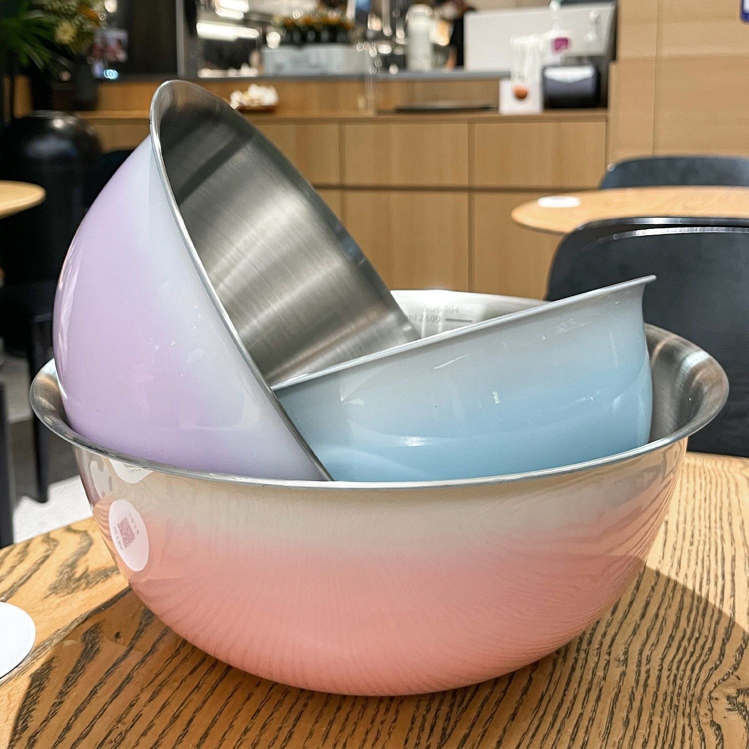 [Color degradado] Lavabo de acero inoxidable para batir huevos y fideos Ensalada para fideos fríos Lavabo para hornear frutas