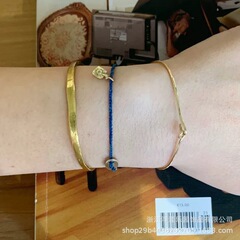 欧米百合レトロ金銀ブレスレット通体S925純銀クラシックシンプルなオープン骨ブレスレットins風女