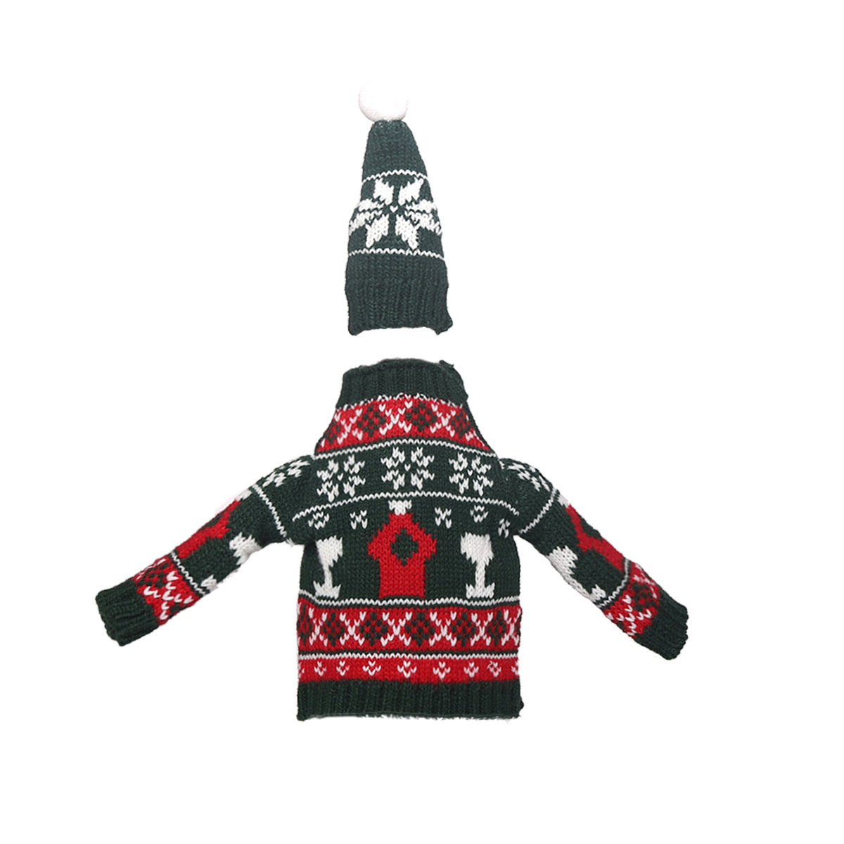 Haus & Garten Weihnachtsschmuck Cartoon Rotweinflaschen-Set Wolle Schaf gestrickt zweiteiliges Bierset Champagnerset Esstischkleid_voghion.com