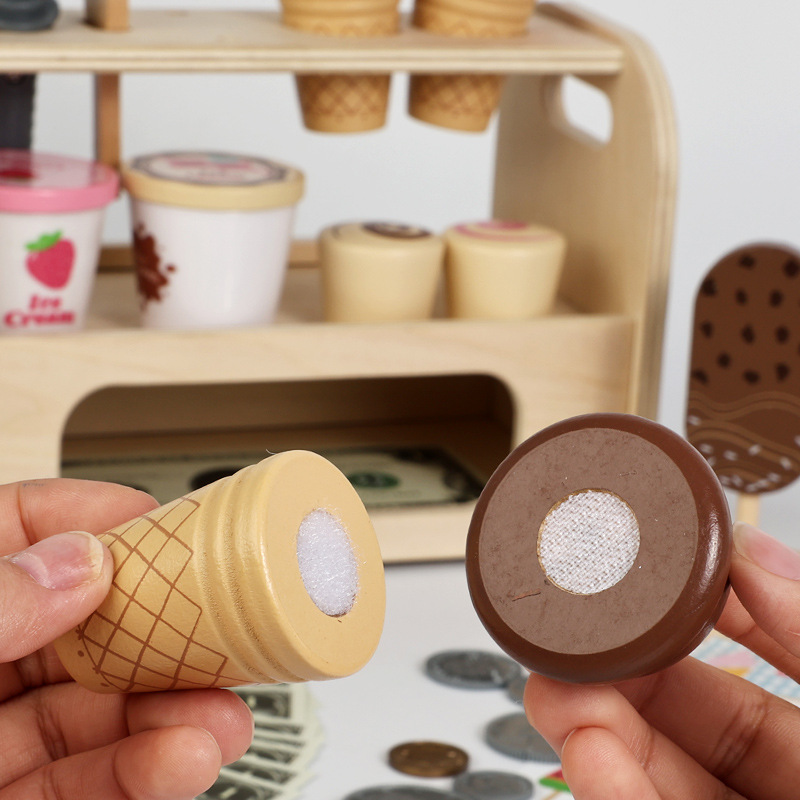 Juguetes transfronterizos CE / CPC de madera para niños en casa tienda de helados de frutas juguetes de helado