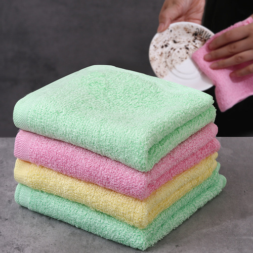 Dish-washing towel, oil-removing wood fiber 25*25 small square towel, non-stick oil, clean and absorbent, household kitchen small towel batch