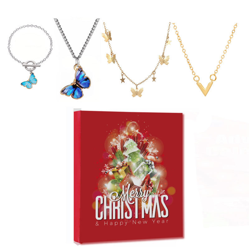 Weihnachten schmuck geschenk countdown-kalender advent halskette blind box ohrringe ohrringe armband geschenk box blind box_voghion.com