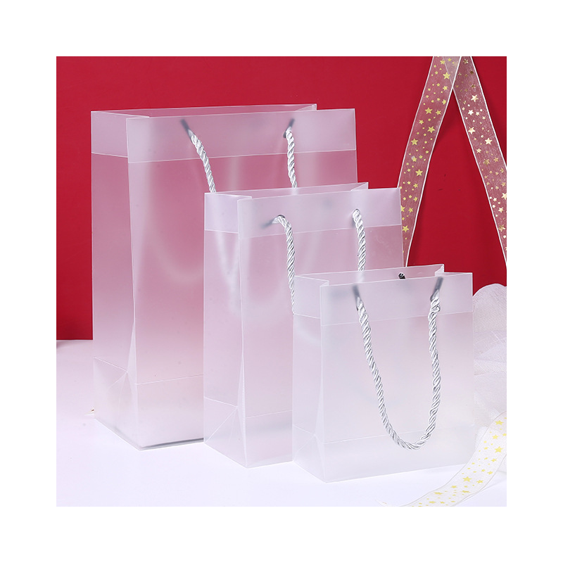 Gift Bag pp frosted handbag printable logo transparent pvc handbag hand gift bag wholesale