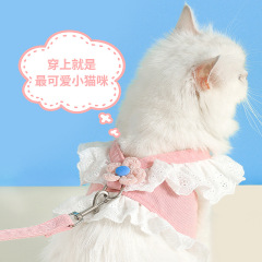 猫牽引ロープ胸ストラップJKの小さな花は、胸ストラップのペット服を脱ぐのを防ぐことができます。