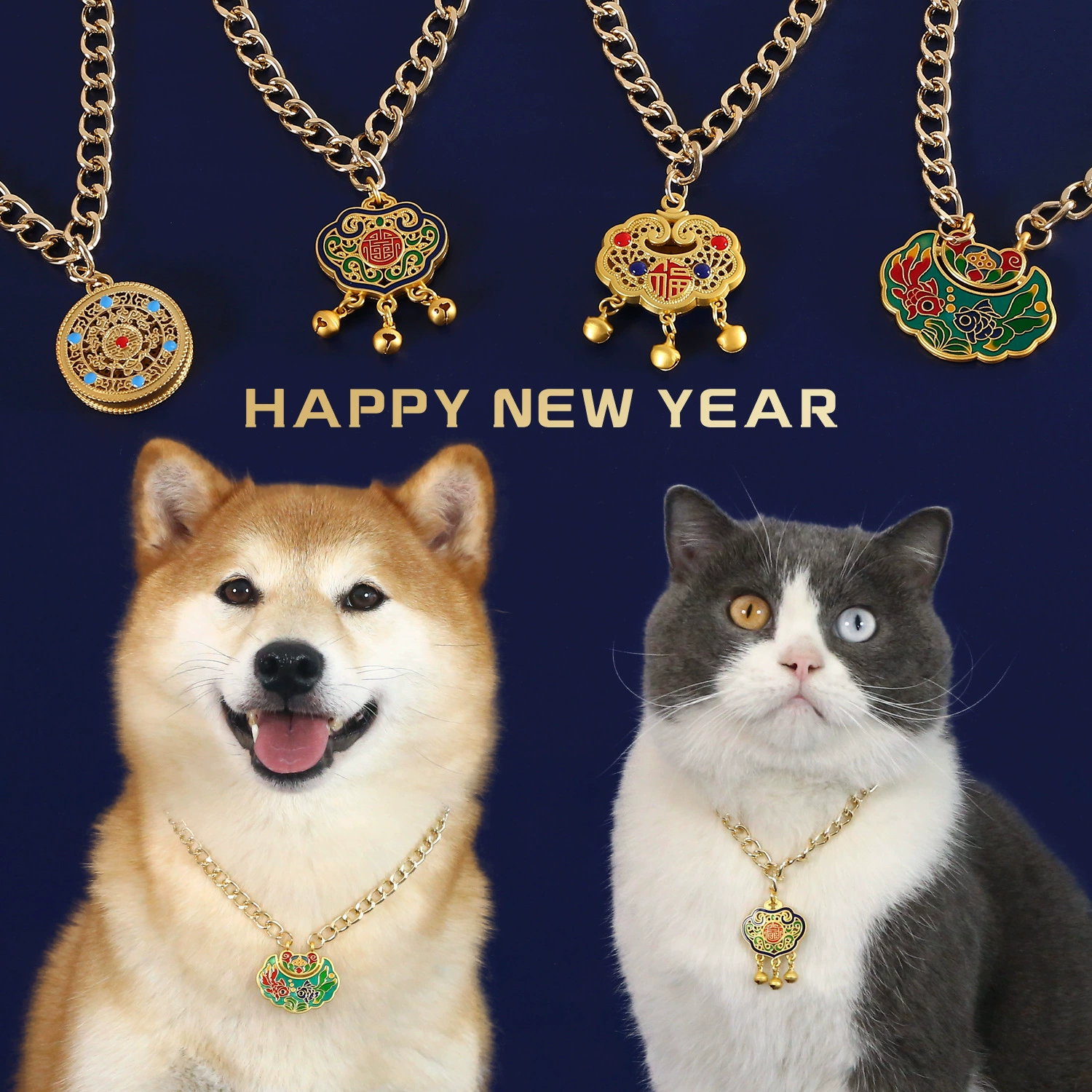 Домашний питомец металлический новогодний длинный замок подвеска колокольчик ожерелье