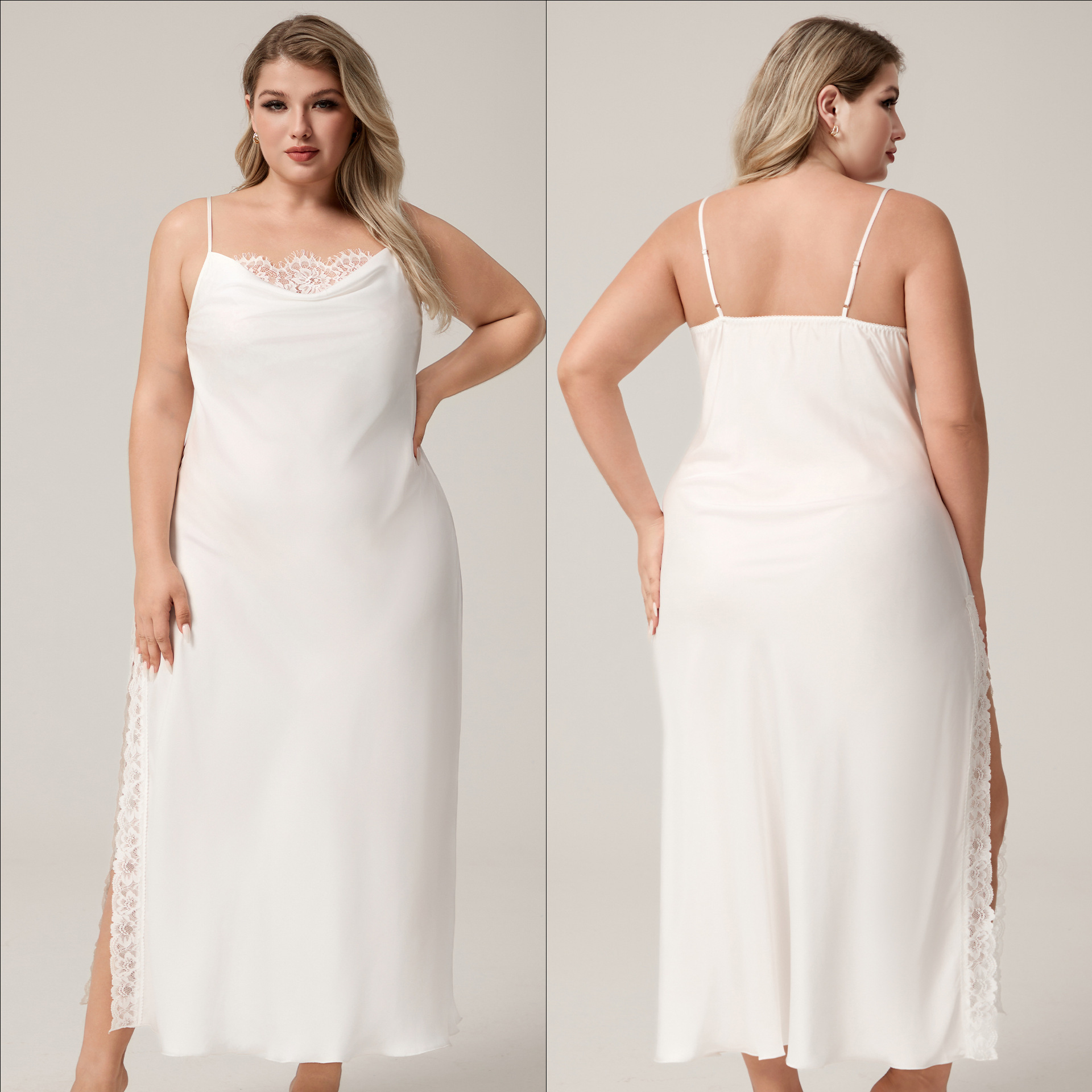 Yaoting nuevo estilo europeo y americano satén de chiffón de encaje pijama sexy pijama SQ7005