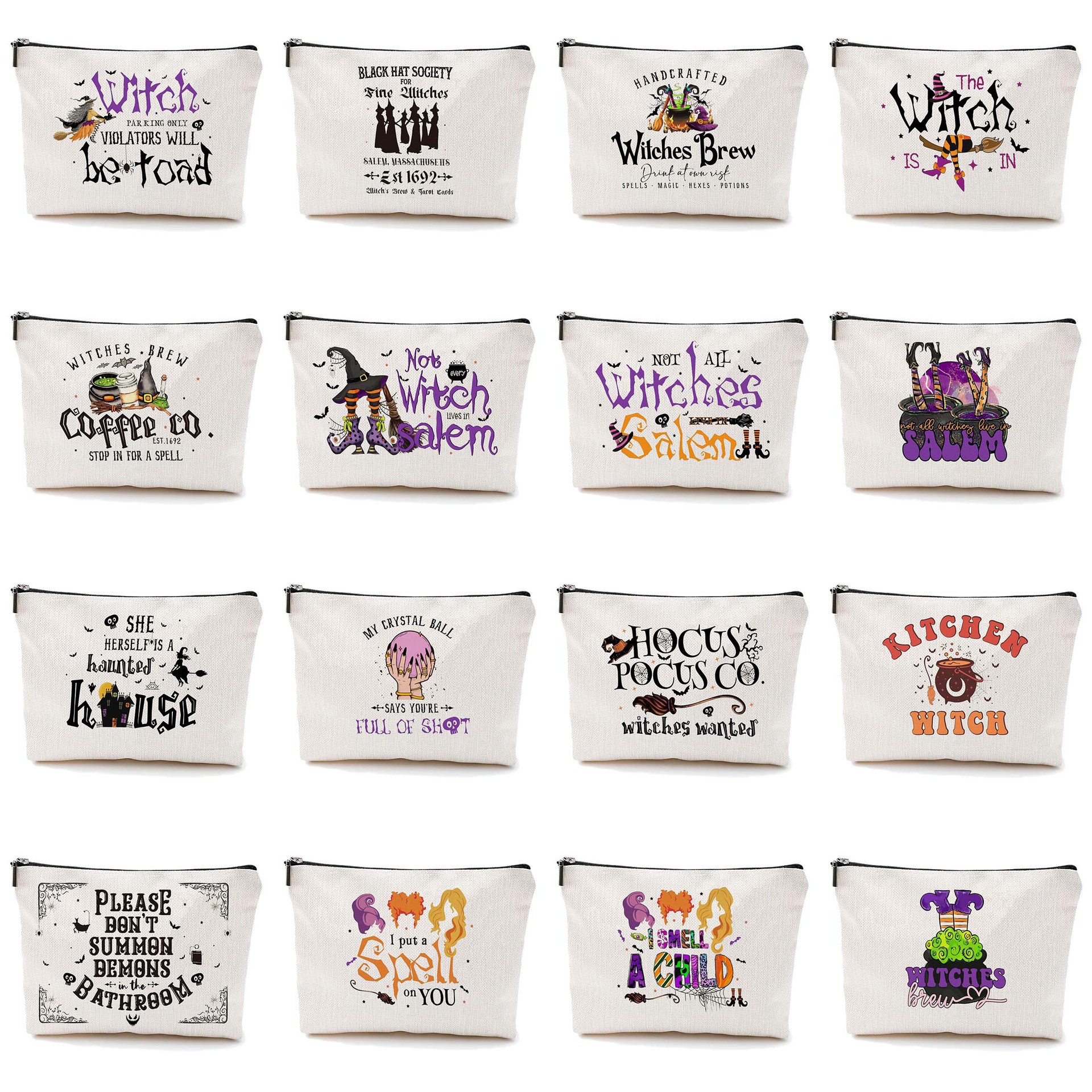 Transfronterizos Amazon Halloween maquillaje letras Halloween brujas maquillaje bolsa bolsa de almacenamiento lino fábrica directa