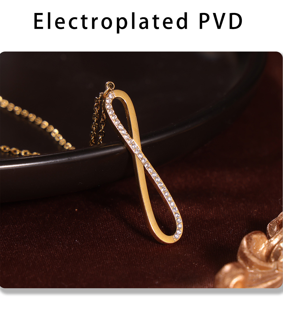 Square Sugar Jewelry Stainless Steel Zircon CNC Diamond Set 8-Character Long Necklace Bracelet Design Versatile Set_voghion.com